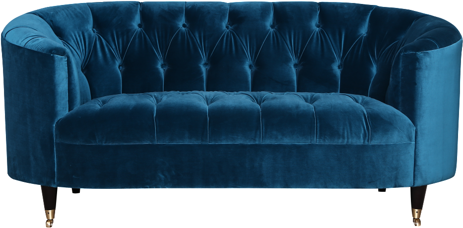 Elegant Blue Velvet Sofa PNG