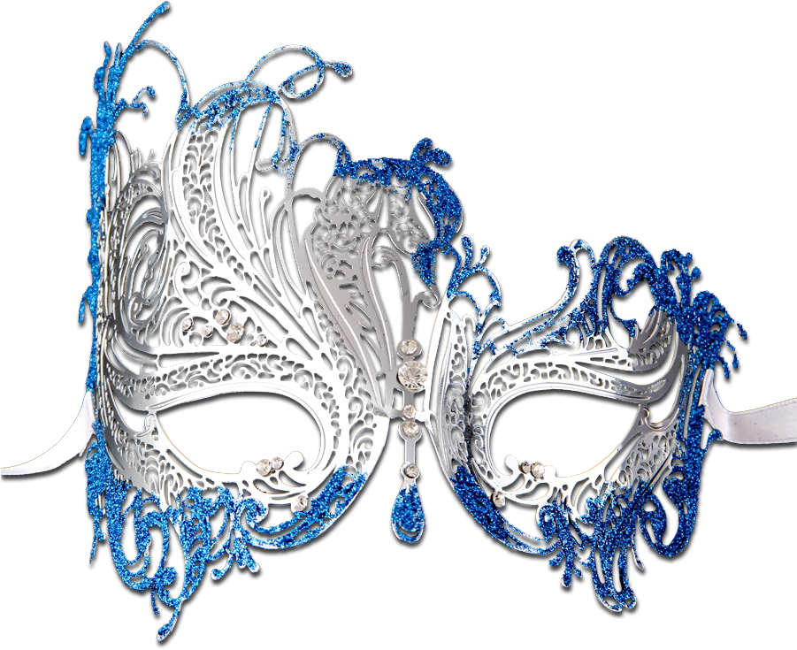 Elegant Blueand Silver Venetian Mask.png PNG
