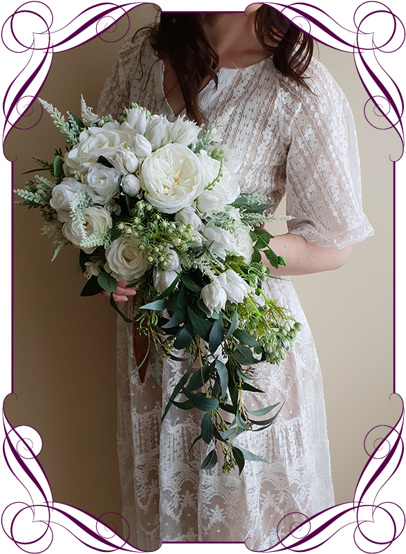 Elegant Bridal Bouquet White Flowers PNG