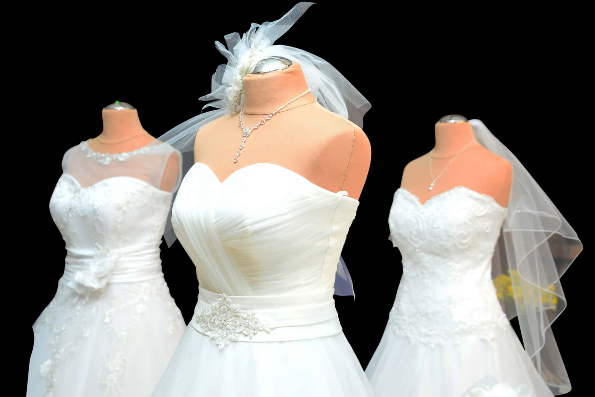 Elegant Bridal Gowns Display PNG