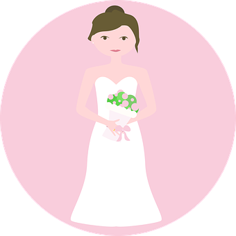 Elegant Bride Cartoon Vector PNG