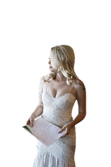 Elegant Bride Reading Vows PNG
