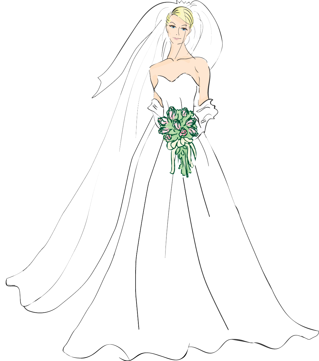Elegant Bride Sketch PNG