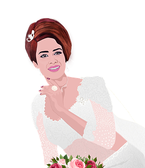 Elegant Bride Vector Illustration PNG