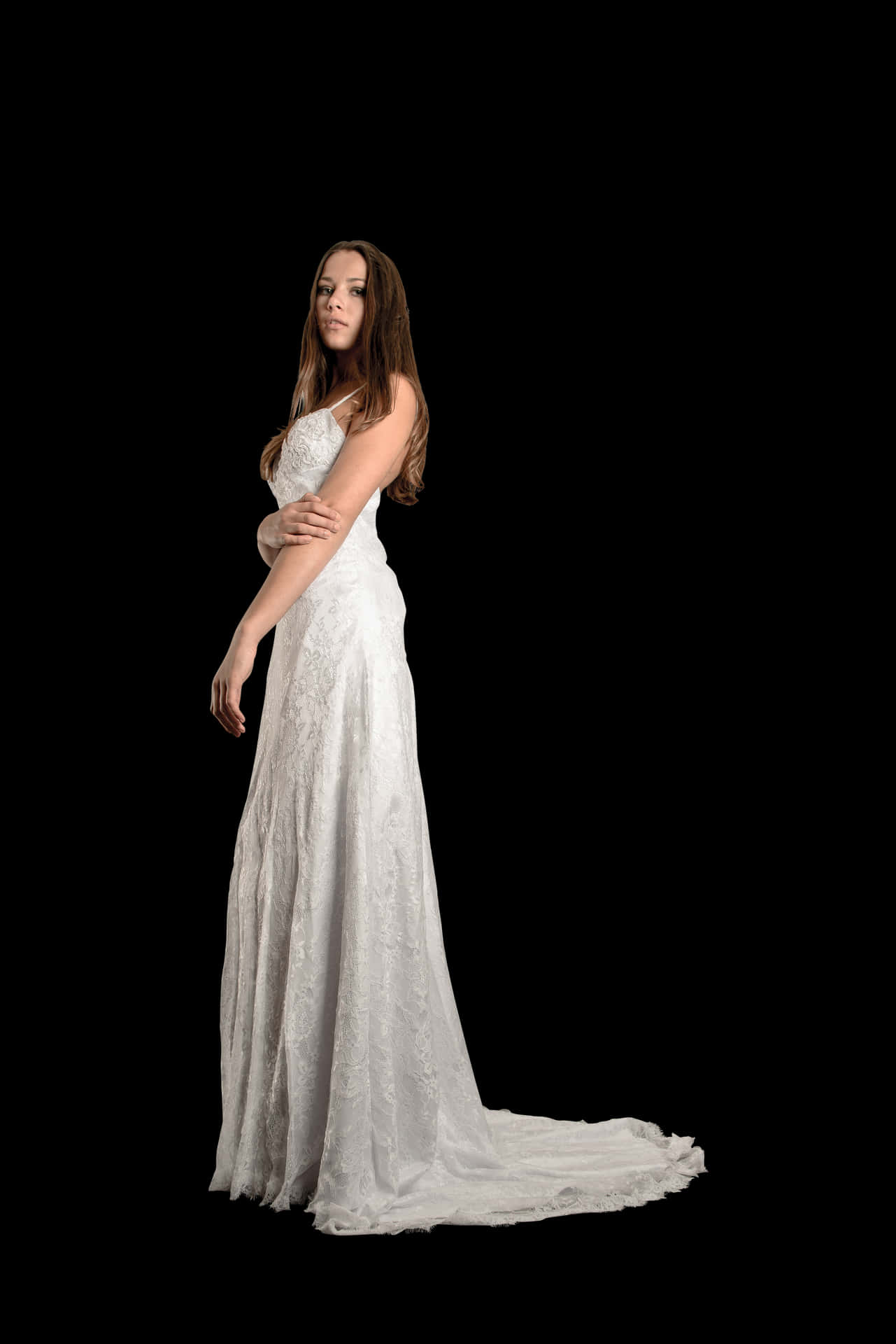 Elegant Bridein White Gown PNG