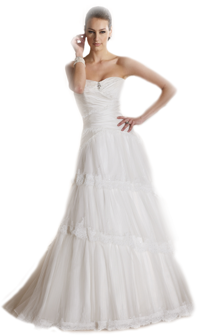 Elegant Bridein White Gown PNG