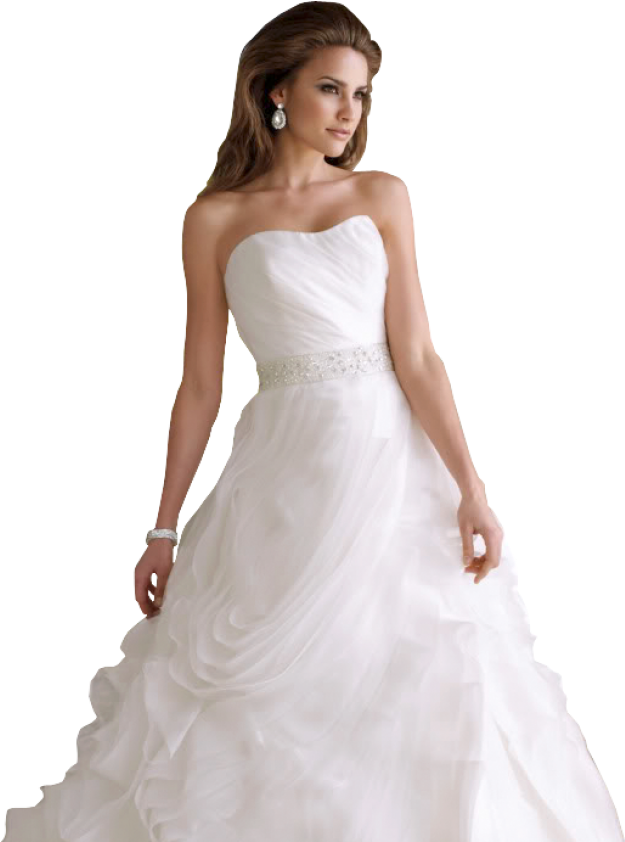 Elegant Bridein White Gown PNG