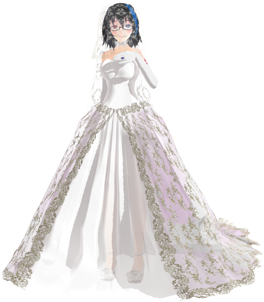 Elegant Bridein White Gown PNG