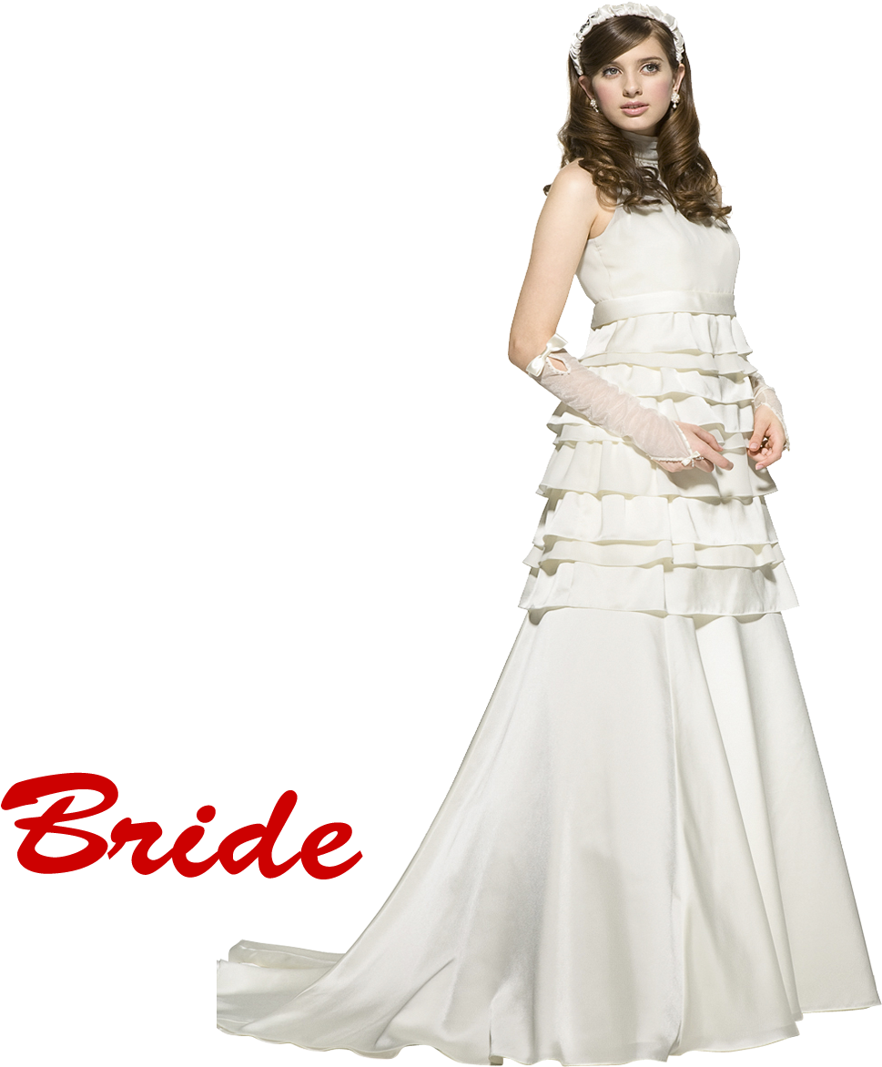 Elegant Bridein White Gown PNG