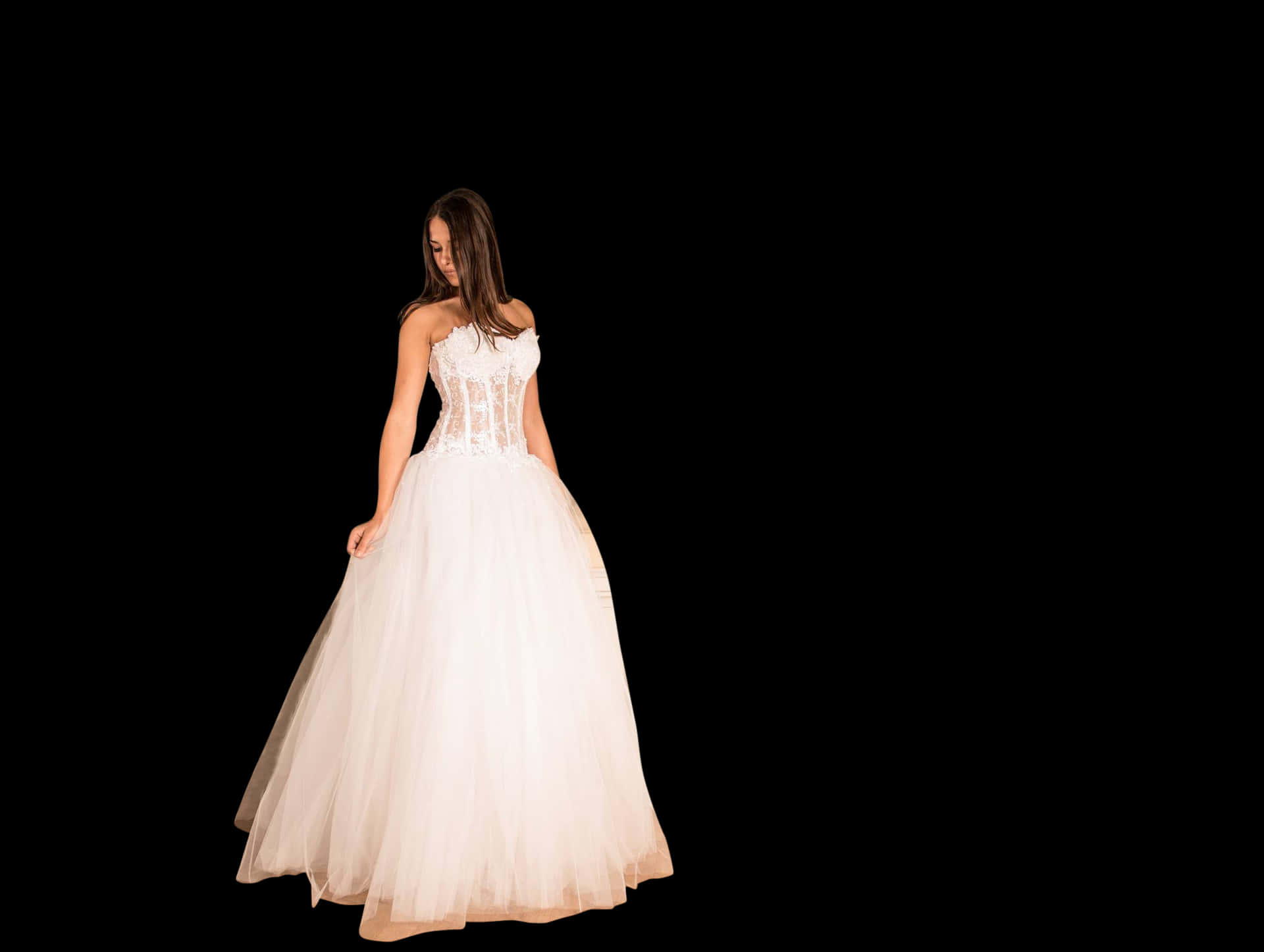 Elegant Bridein White Gown PNG