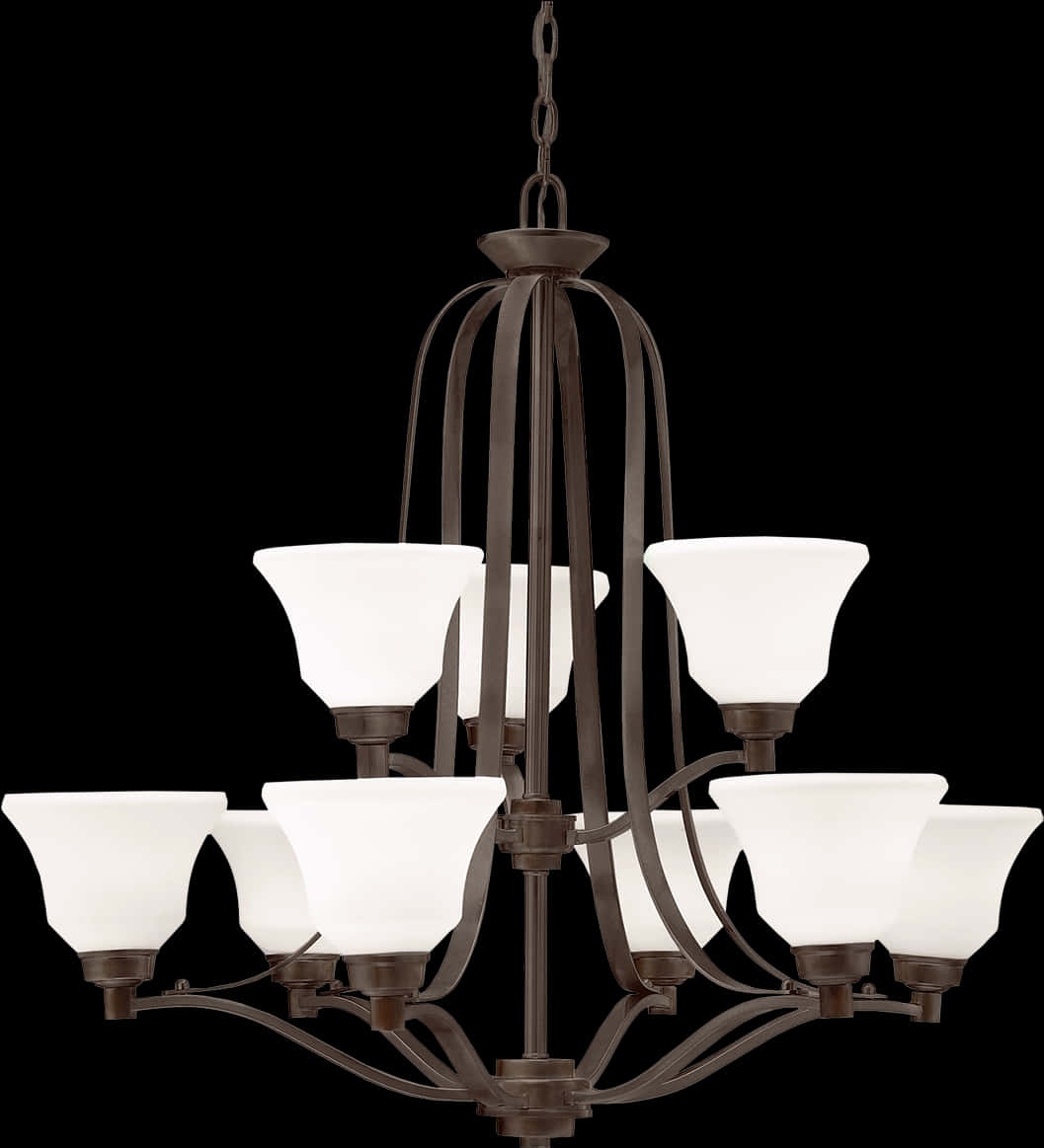 Elegant Bronze Chandelier Lighting PNG