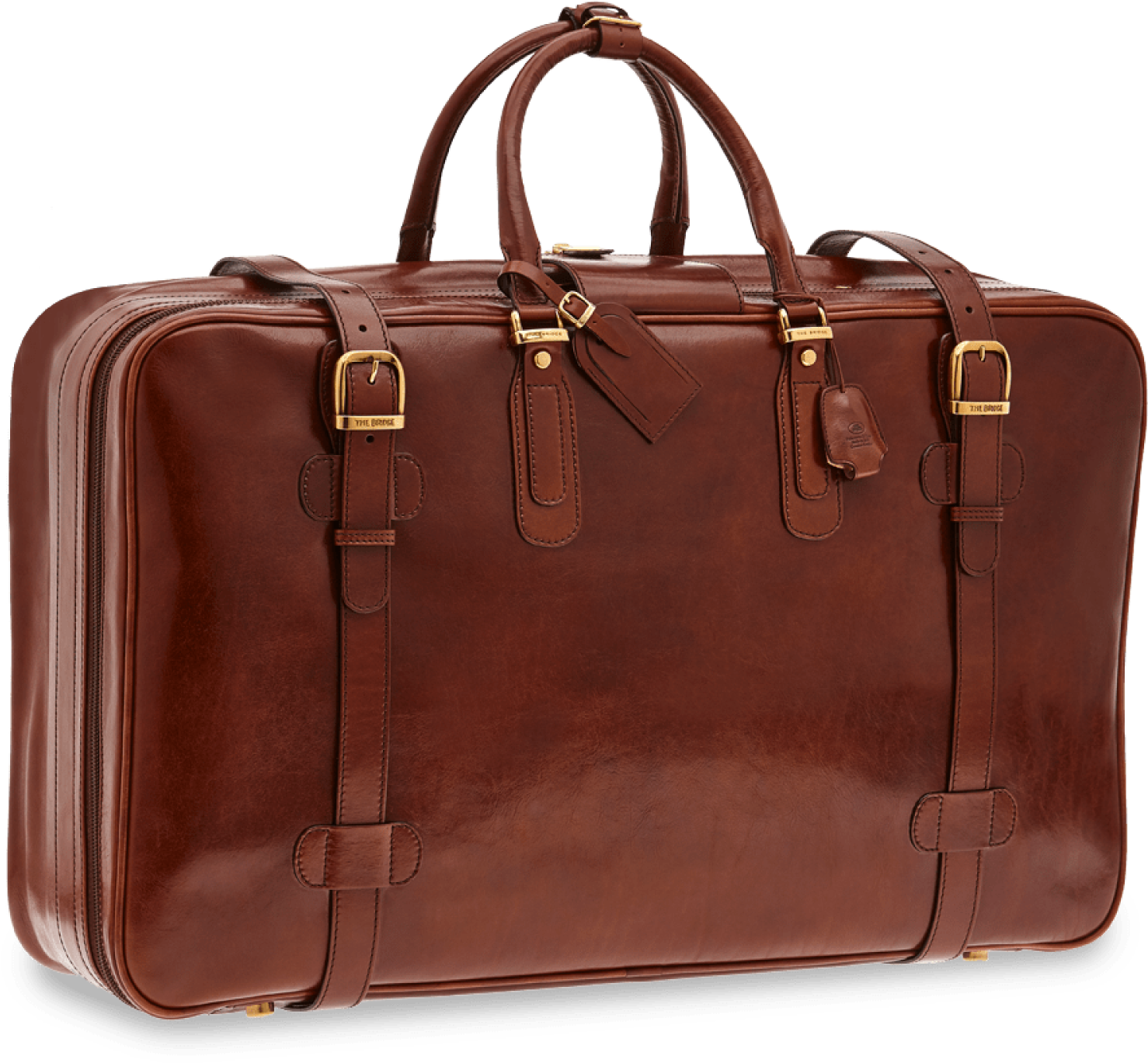 Elegant Brown Leather Briefcase PNG