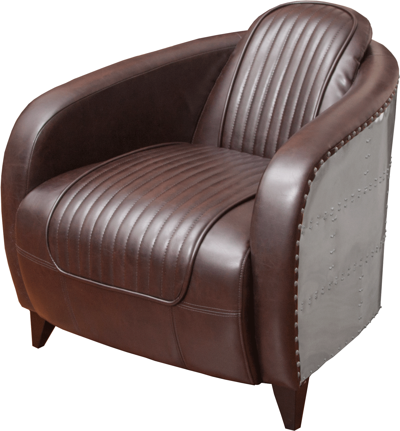 Elegant Brown Leather Club Chair PNG