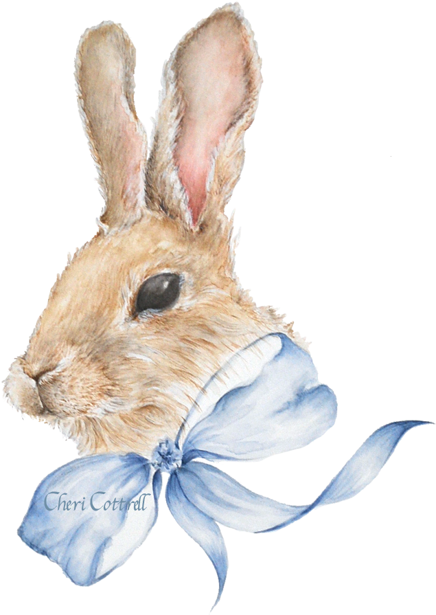 Elegant Bunnywith Blue Bow PNG