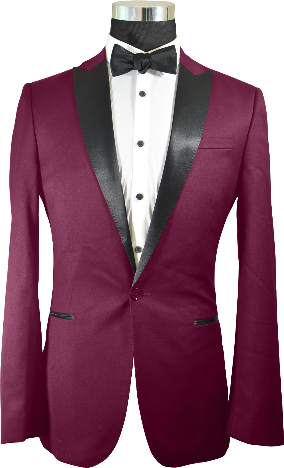 Elegant Burgundy Tuxedo Jacket PNG