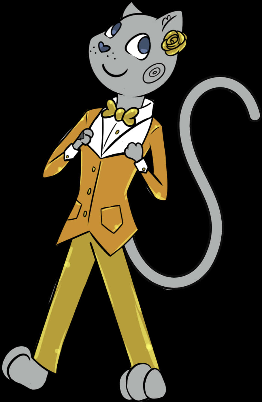 Elegant Cartoon Catin Suit PNG