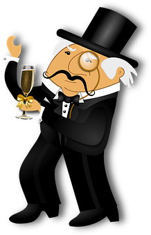 Elegant Cartoon Gentleman With Champagne PNG
