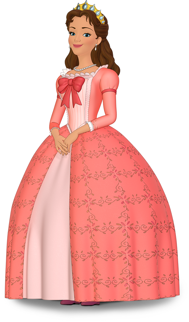 Elegant Cartoon Princessin Pink Gown PNG