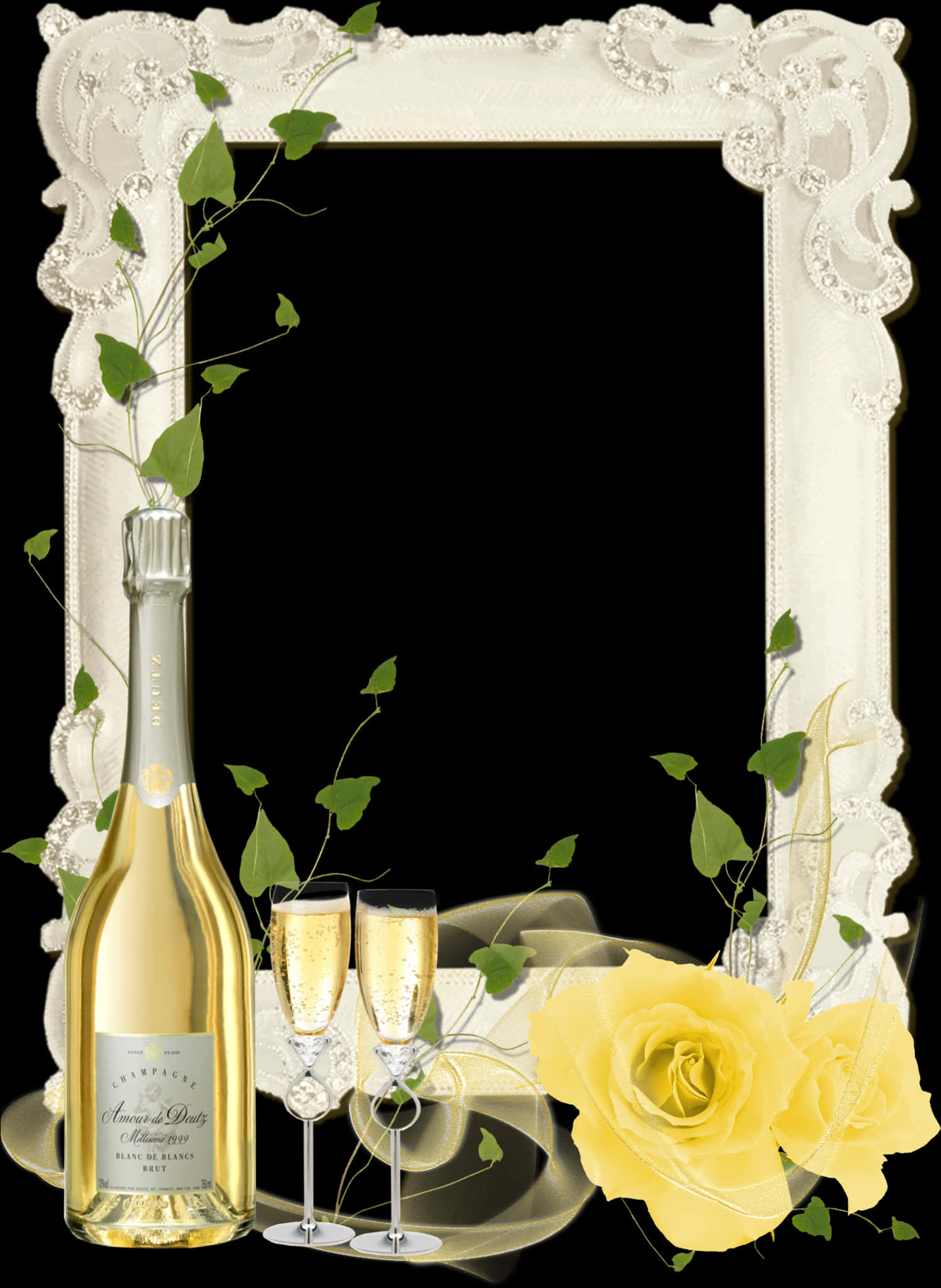 Elegant Champagne Celebration Frame PNG