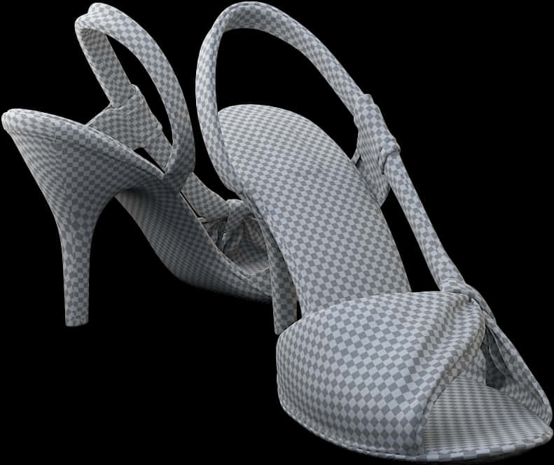 Elegant Checkered High Heel Sandals PNG