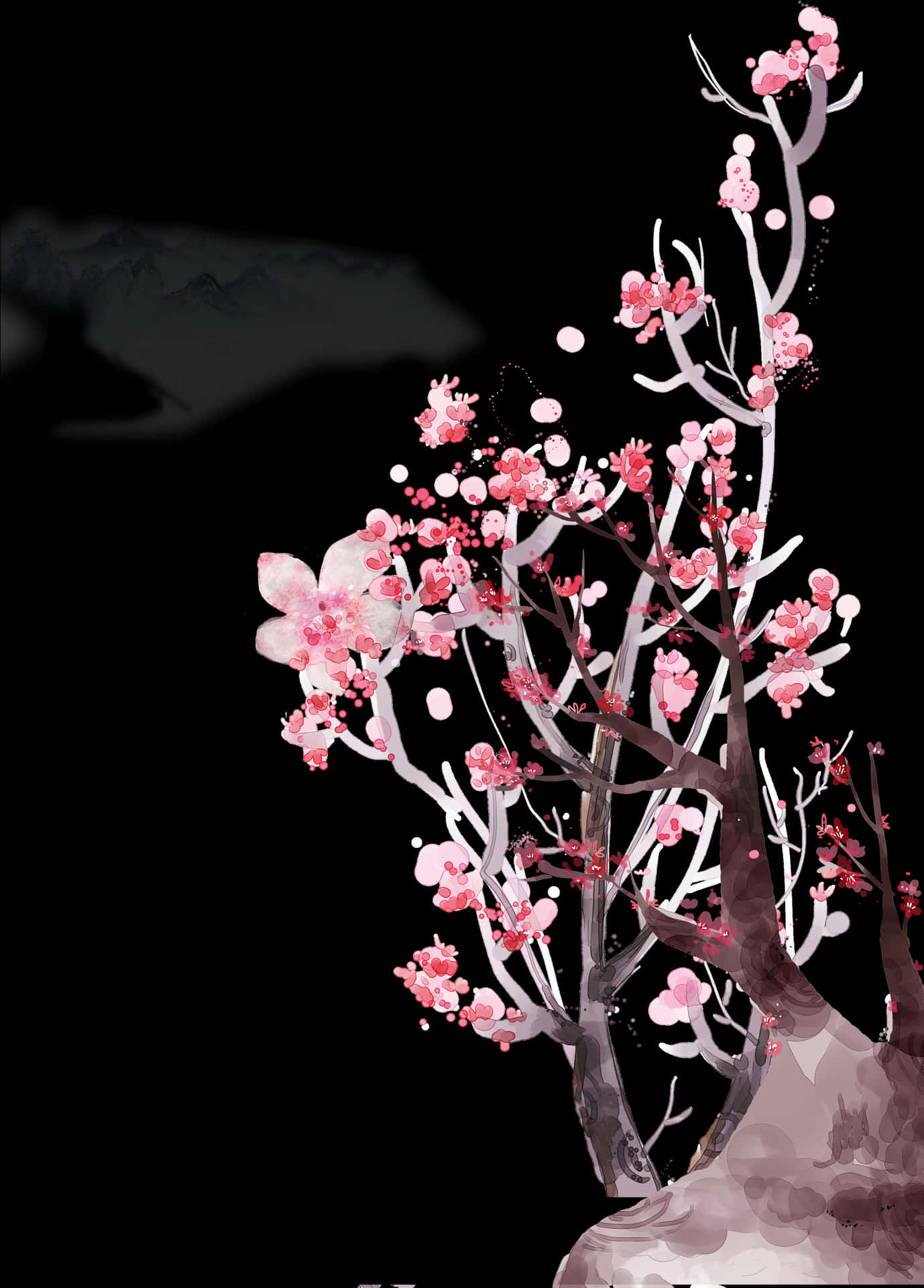 Elegant Cherry Blossoms Artwork PNG