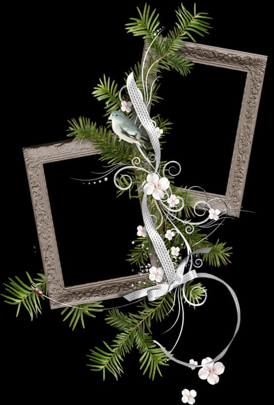 Elegant Christmas Frame Decoration PNG