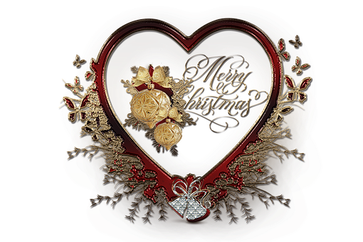 Elegant Christmas Heart Greeting PNG