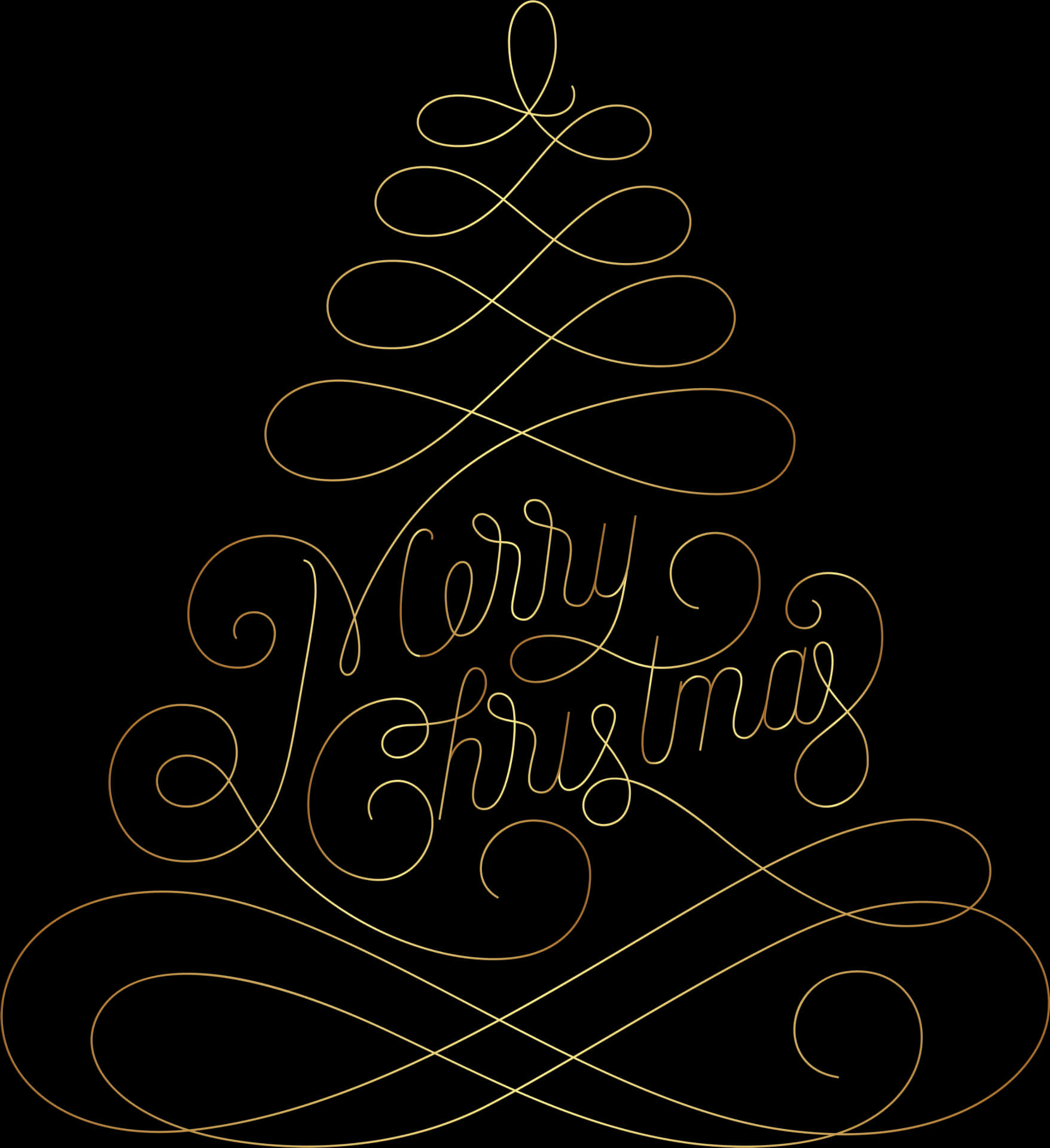 Elegant Christmas Tree Calligraphy PNG