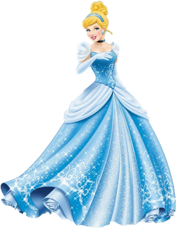 Elegant Cinderella Blue Gown PNG