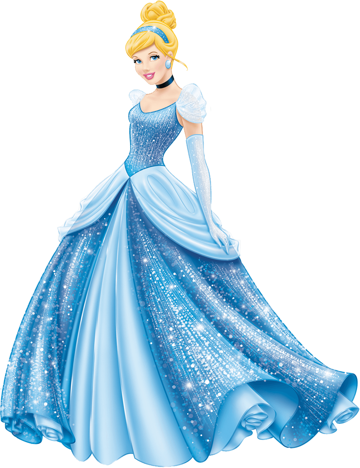 Elegant Cinderellain Blue Gown PNG