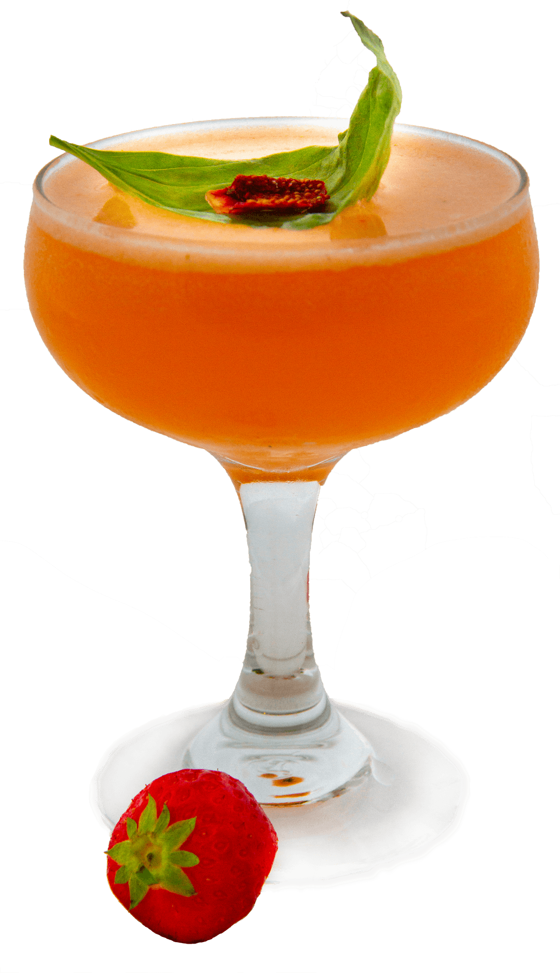 Elegant Cocktail Garnishedwith Strawberryand Mint PNG