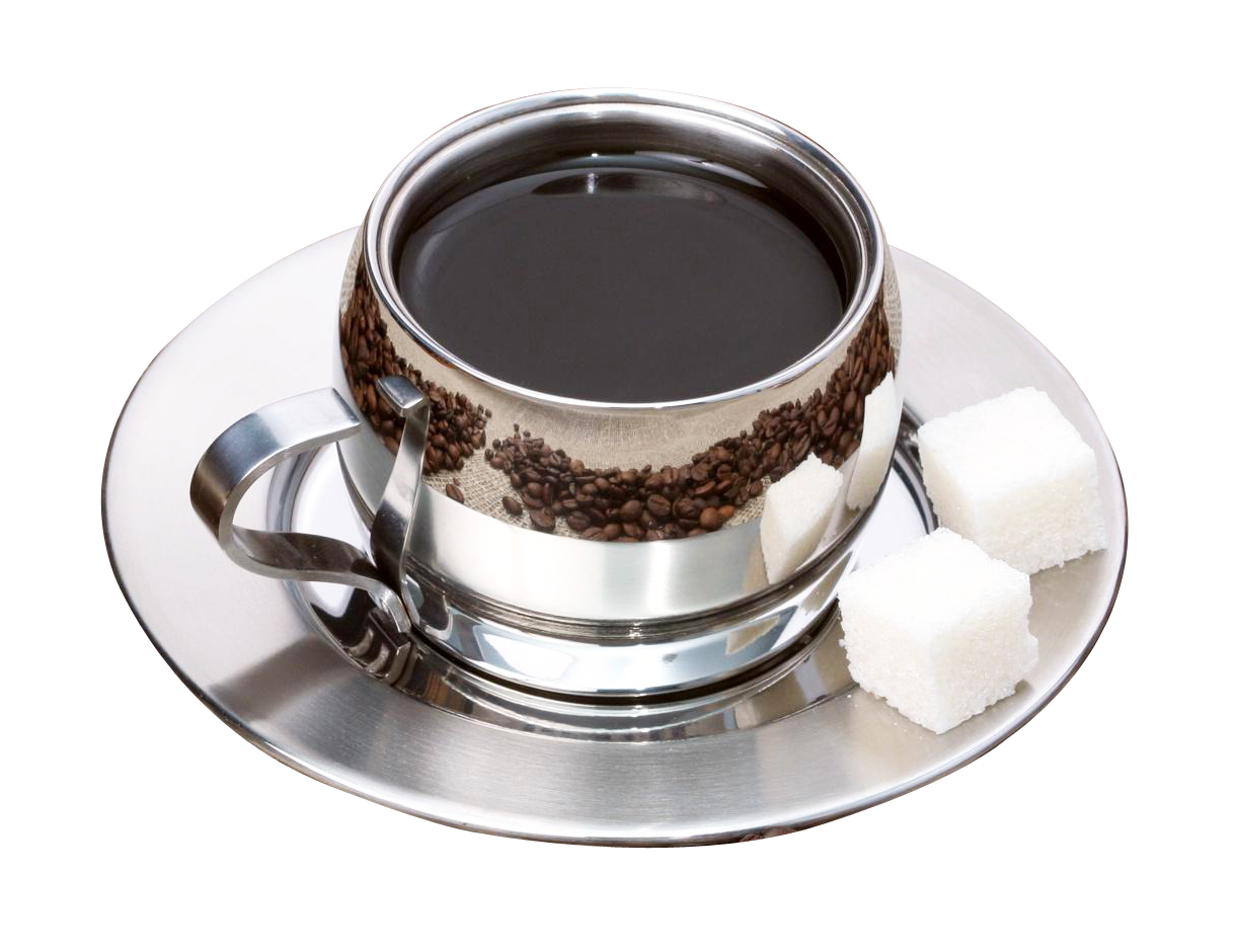 Elegant Coffee Cup With Sugar Cubes PNG