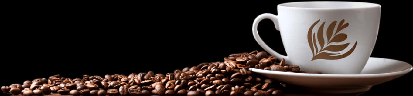 Elegant Coffee Cupand Beans PNG
