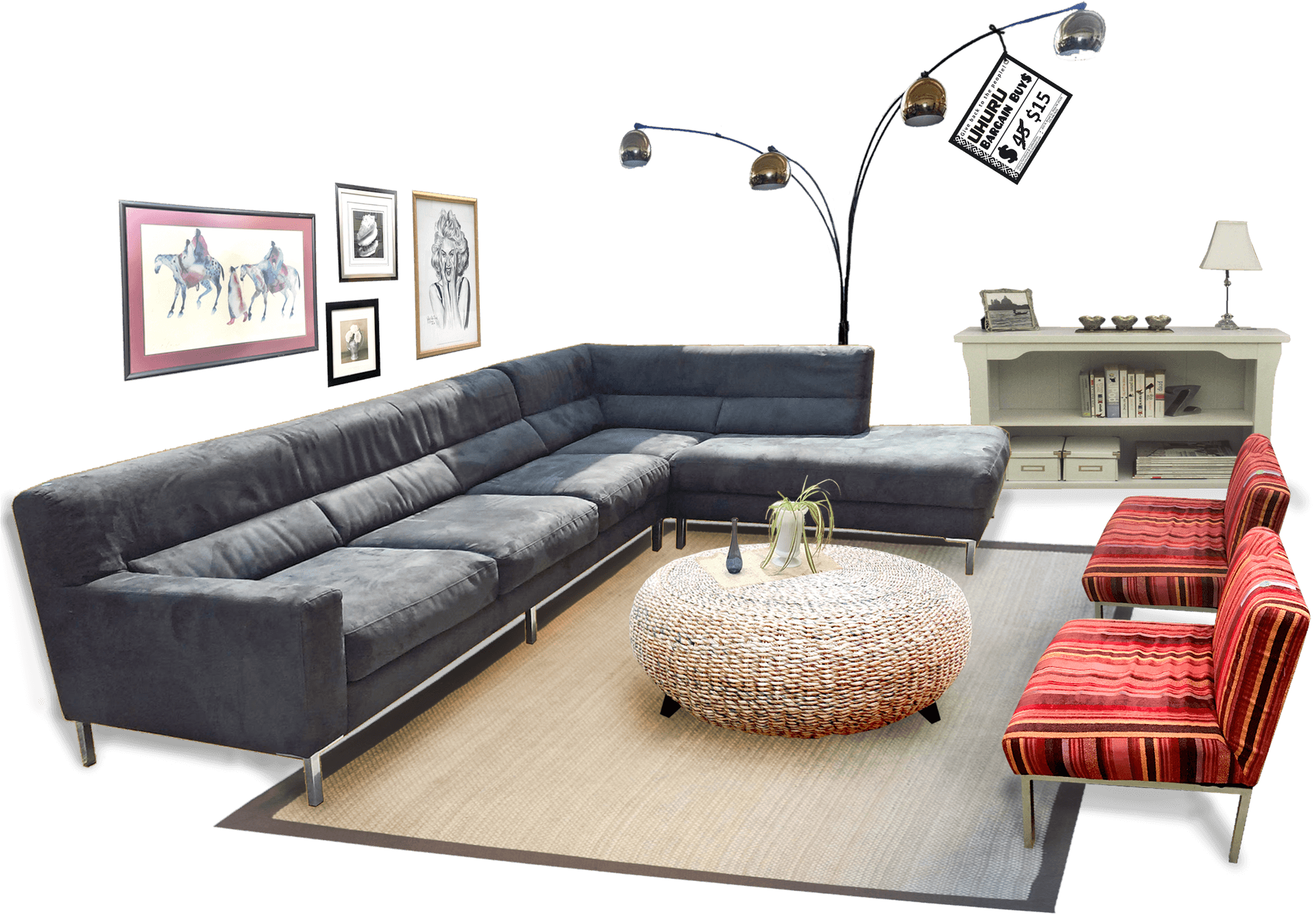 Elegant Contemporary Living Room Setup PNG