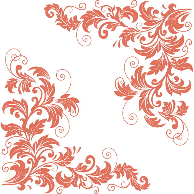 Elegant Coral Floral Ornament Vector PNG