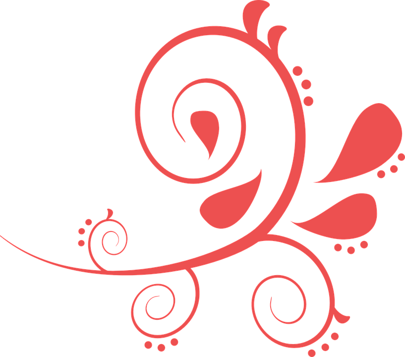 Elegant Coral Flourish Design PNG