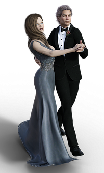 Elegant Couple Dancing3 D Illustration PNG