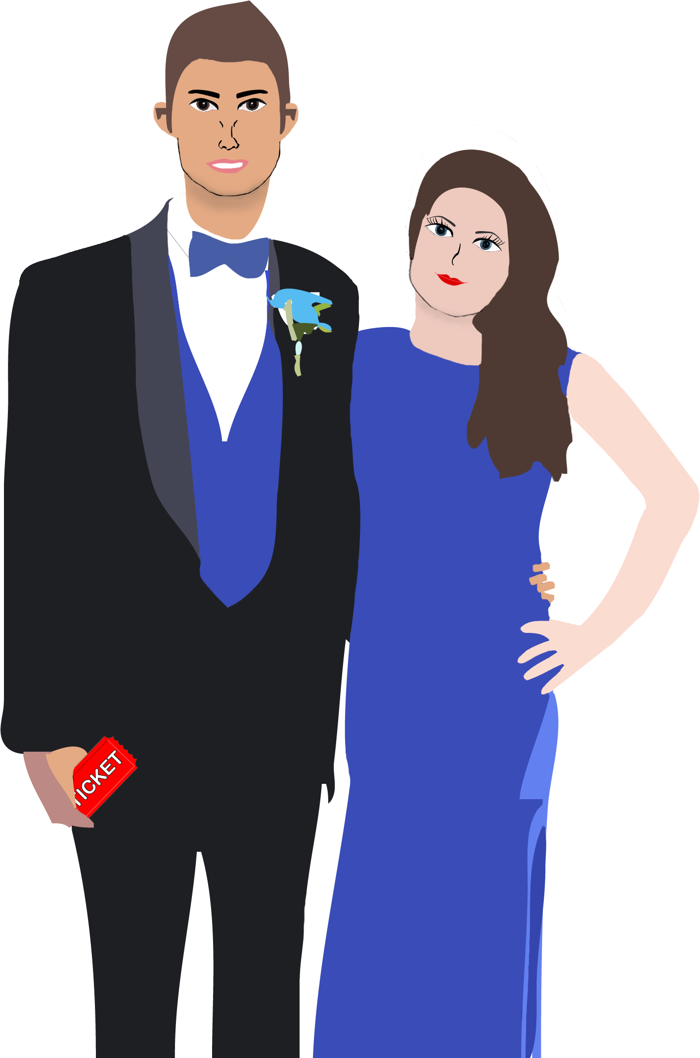 Elegant Couple Formal Attire PNG