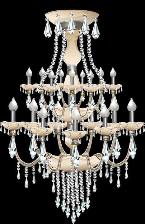 Elegant Crystal Chandelier Design PNG