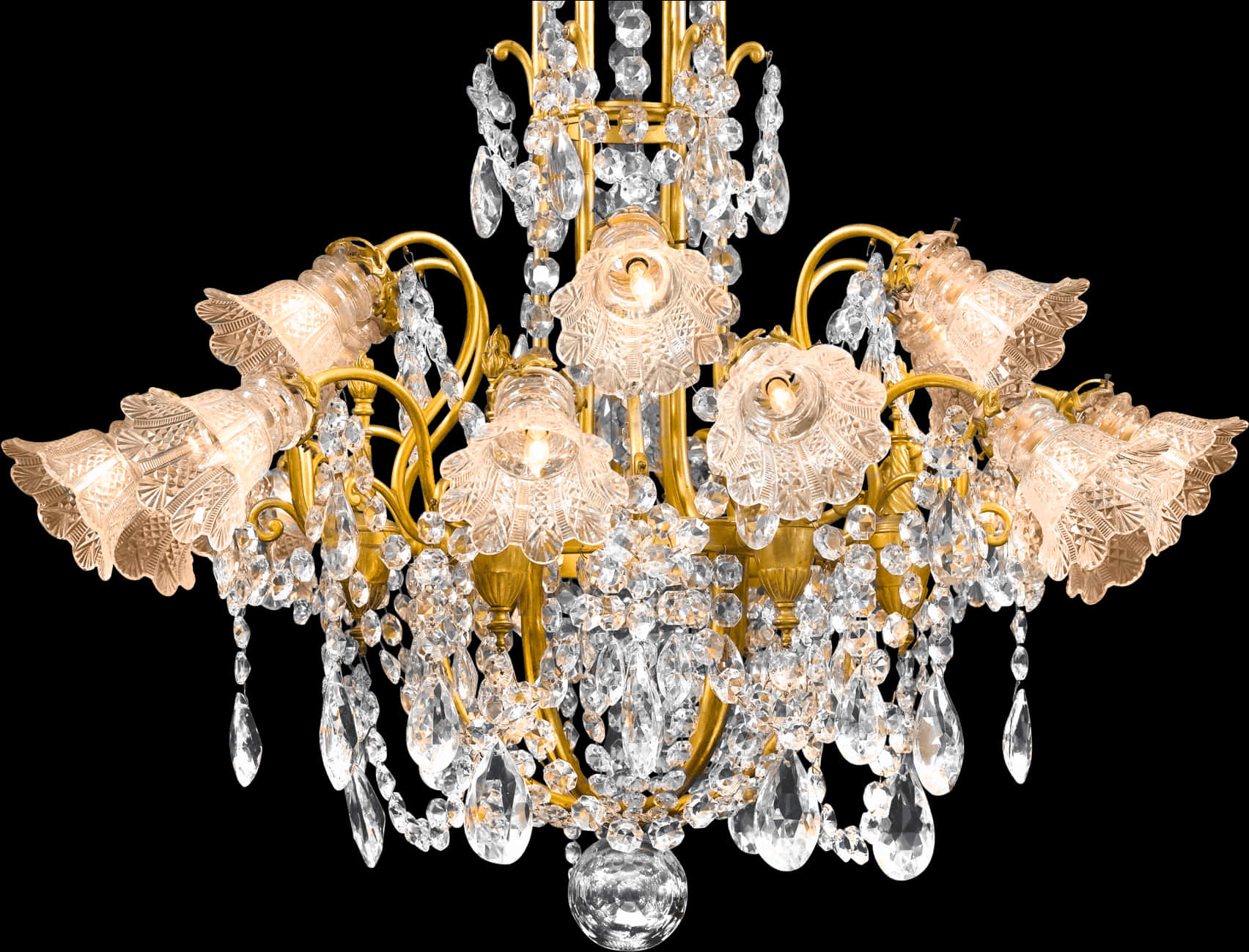 Elegant Crystal Chandelier PNG