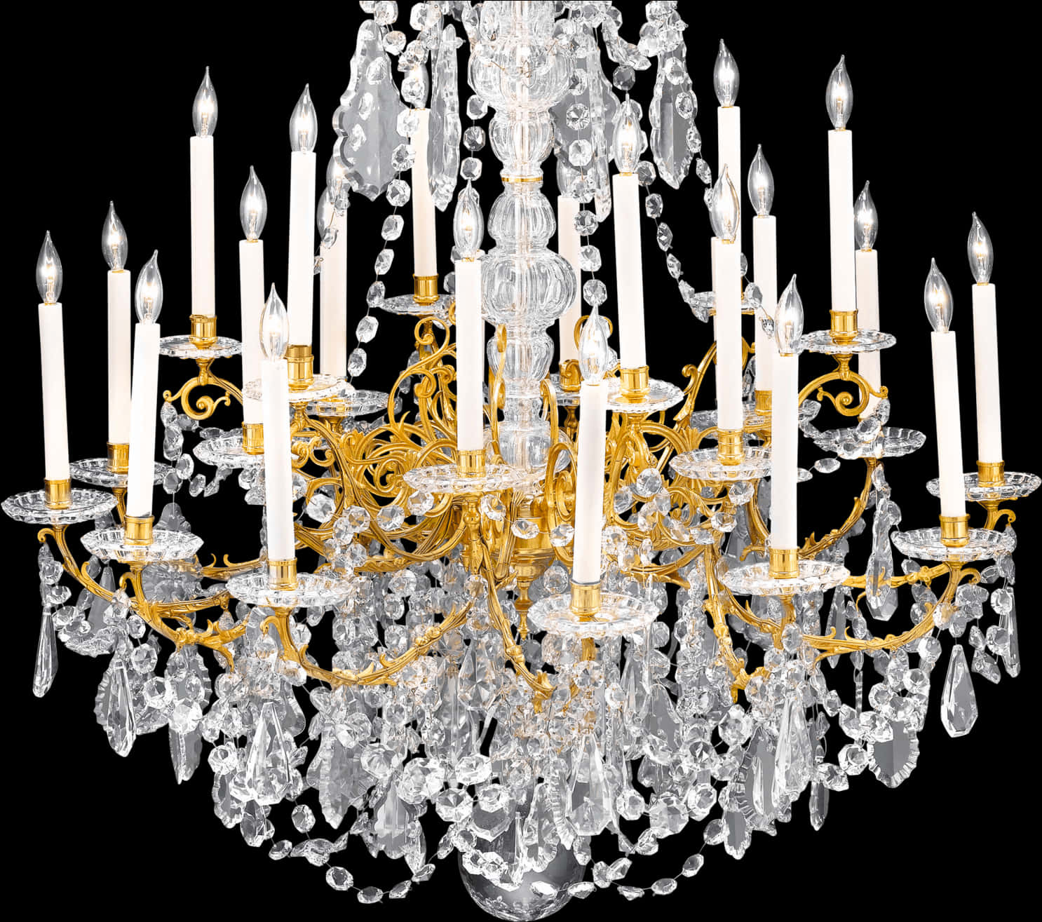 Elegant Crystal Chandelier Lighting PNG