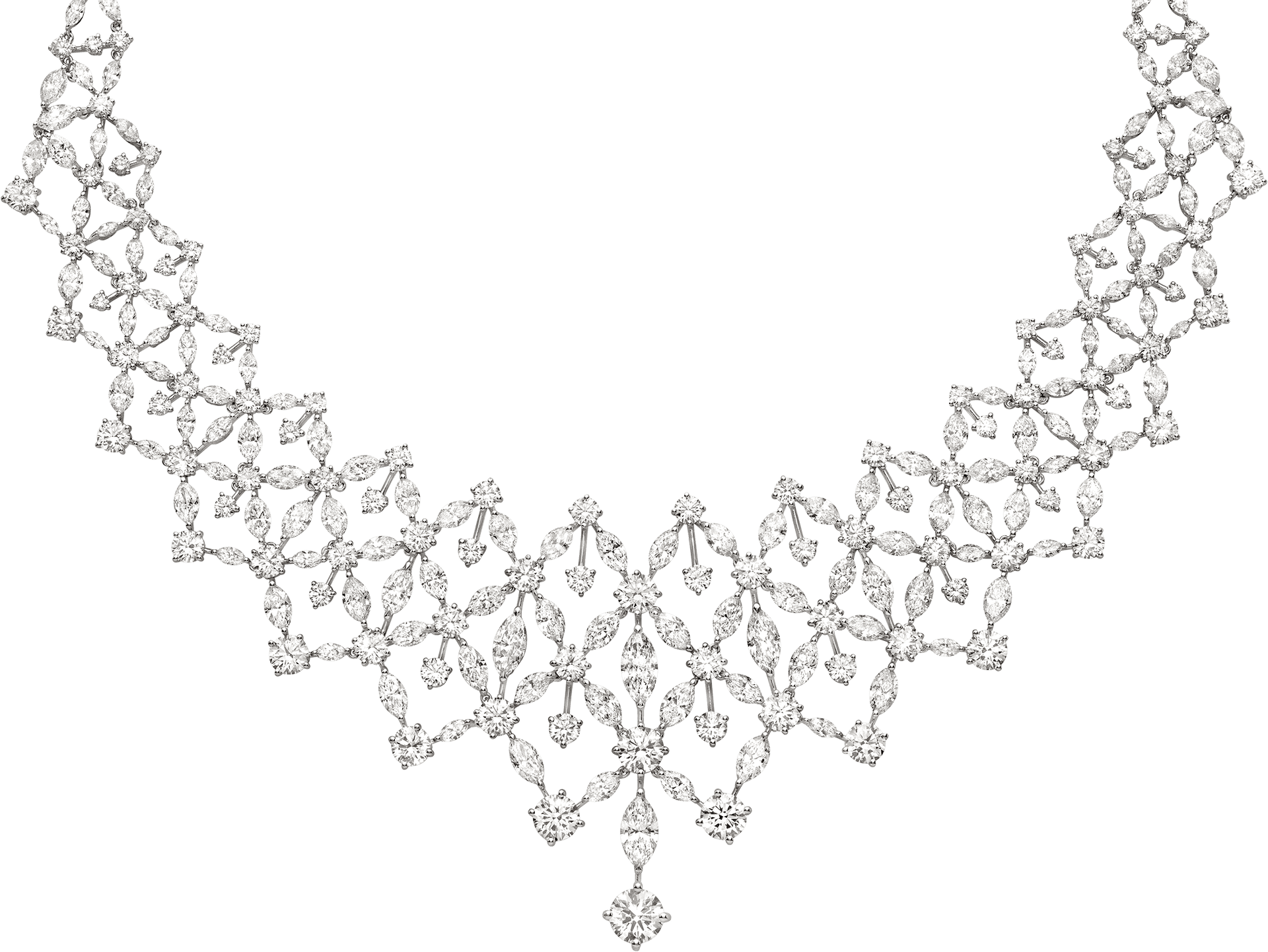 Elegant Crystal Necklace Design PNG