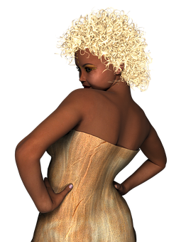 Elegant Curly Haired Woman PNG