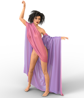 Elegant Dance Posein Purple Drapery PNG