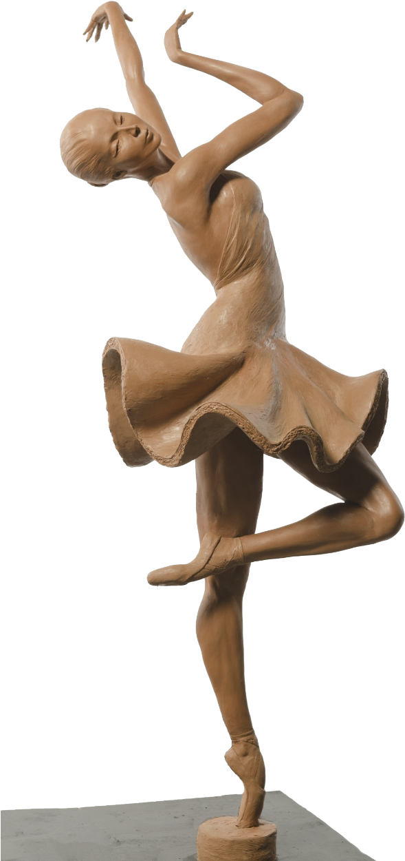 Elegant Dancer Wooden Sculpture PNG