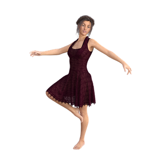 Elegant Dancerin Burgundy Dress PNG