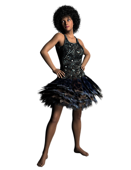 Elegant Dancerin Feathered Dress PNG