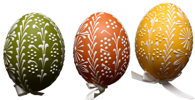 Elegant Decorated Easter Eggs PNG