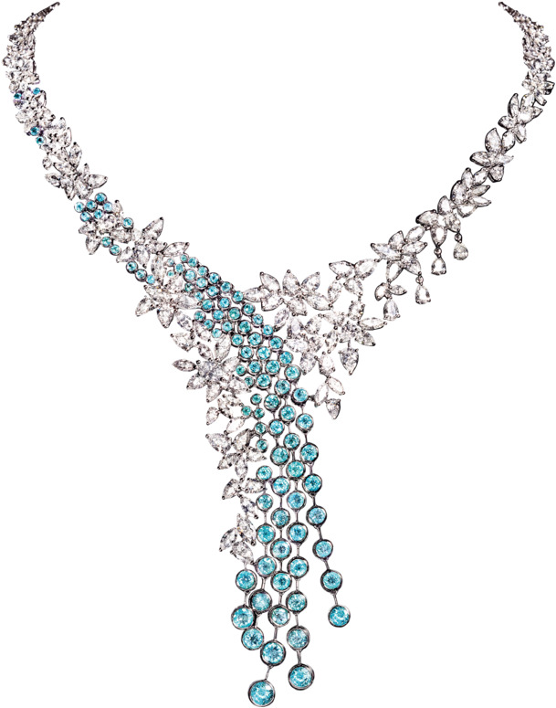 Elegant Diamond Aquamarine Necklace PNG