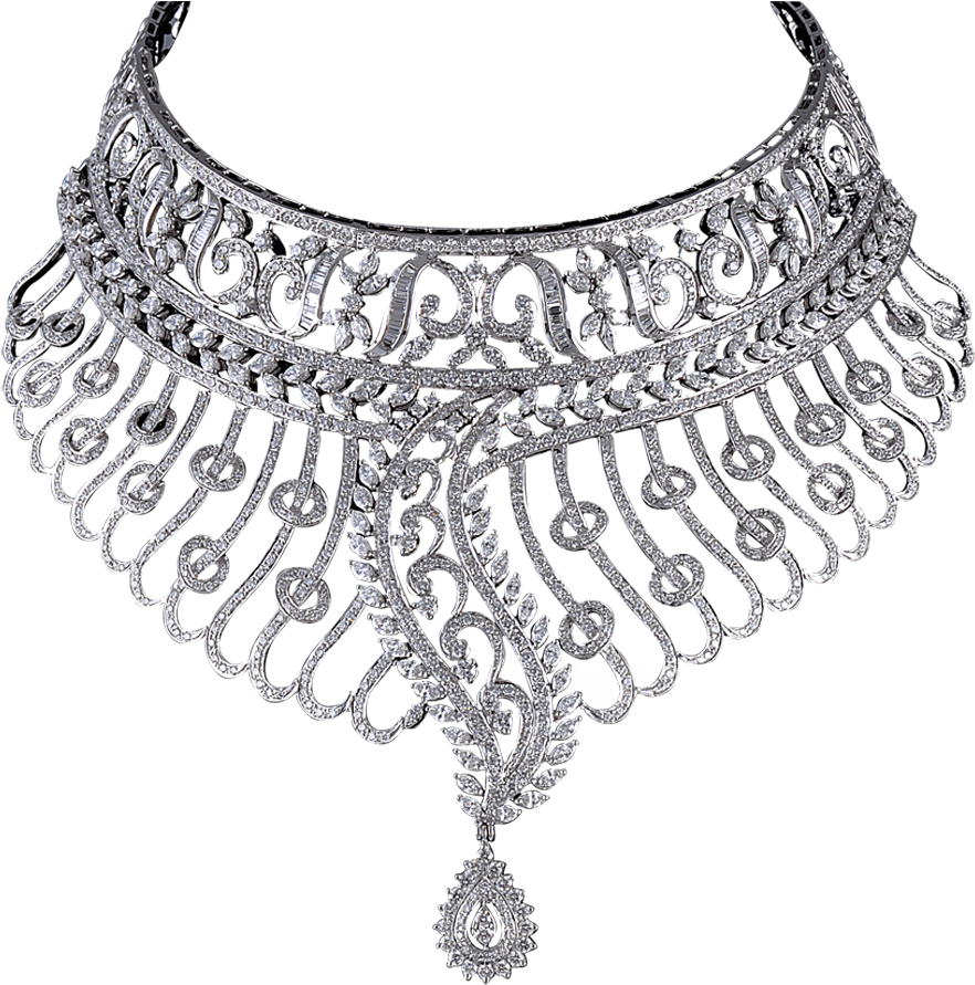 Elegant Diamond Choker Necklace PNG